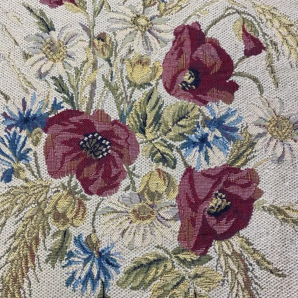 Floral Tapestry Accent Pillow Cover 50s 60s Signed GRH made in France